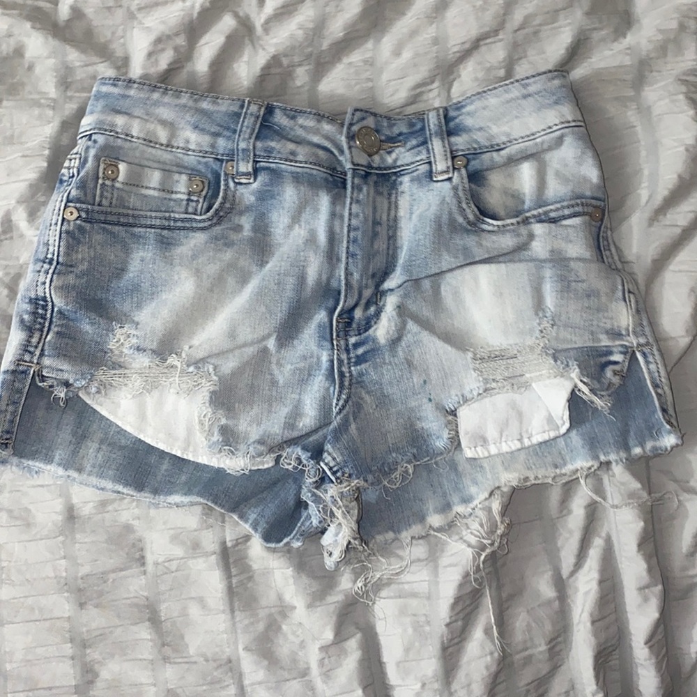 jean shorts that have been worn a lot
